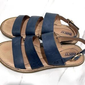 Born Women's Dark Blue Leather Sandals 9M